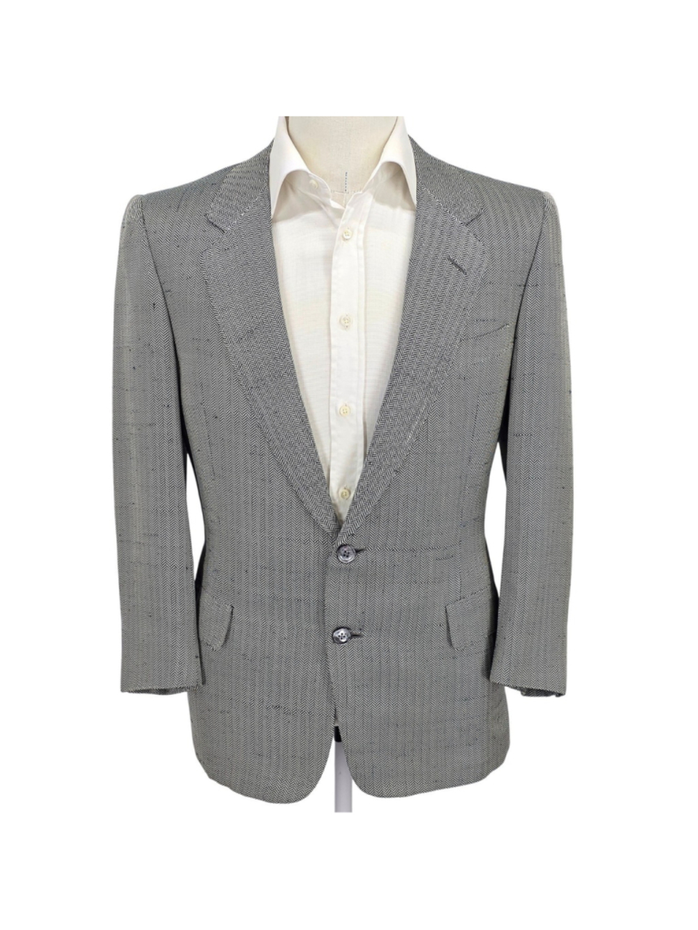Bijan 100% Silk Herringbone Sport Coat 42C Made In Italy Luxury